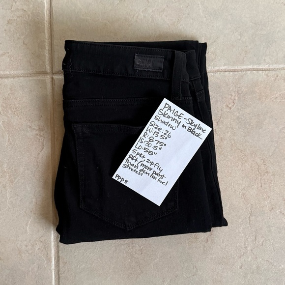 PAIGE Skyline Skinny Midrise Jeans in Black Shadow Wash - Picture 10 of 10